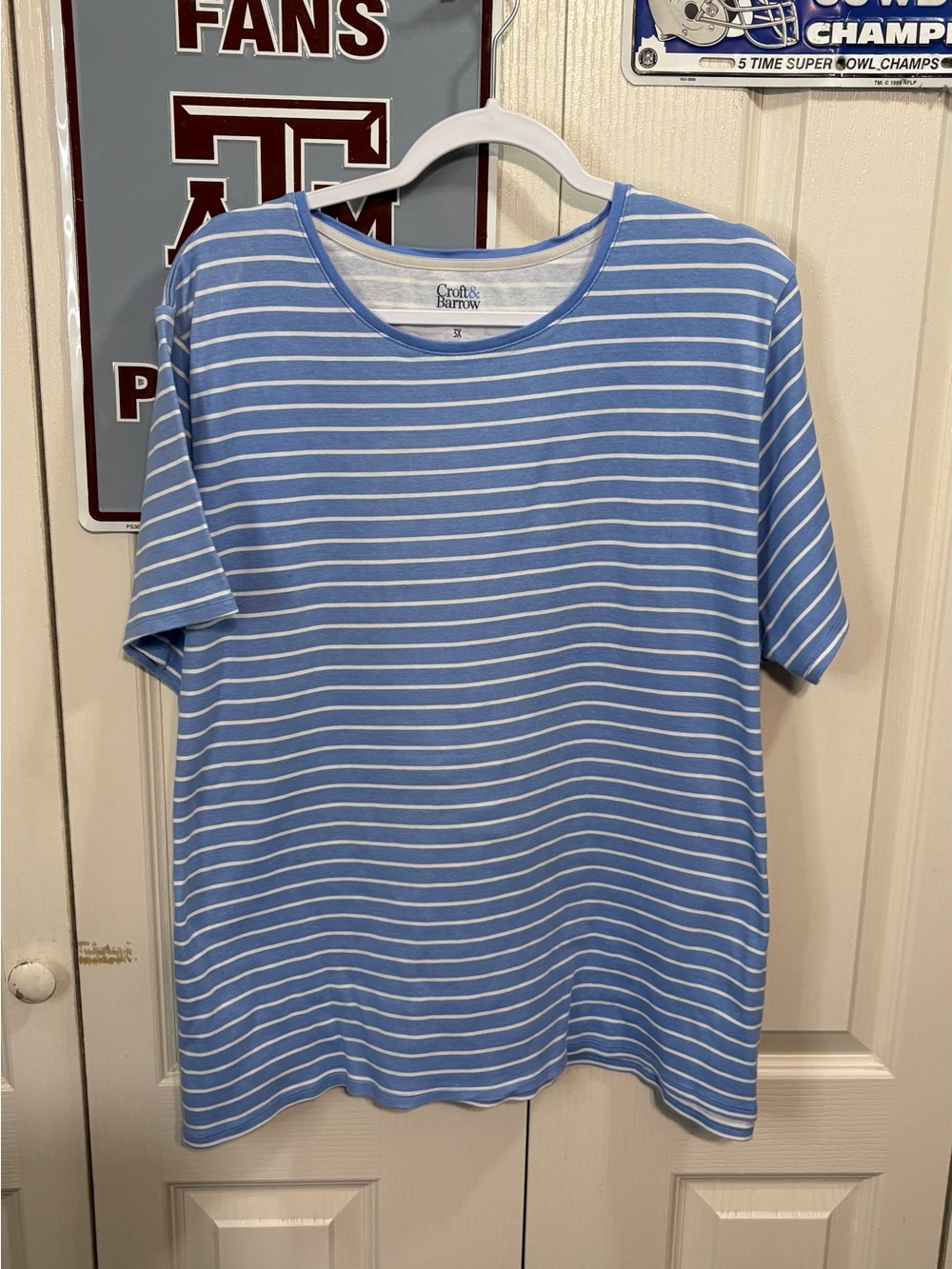 croft & barrow Blue and White Striped Short Sleeve Tee